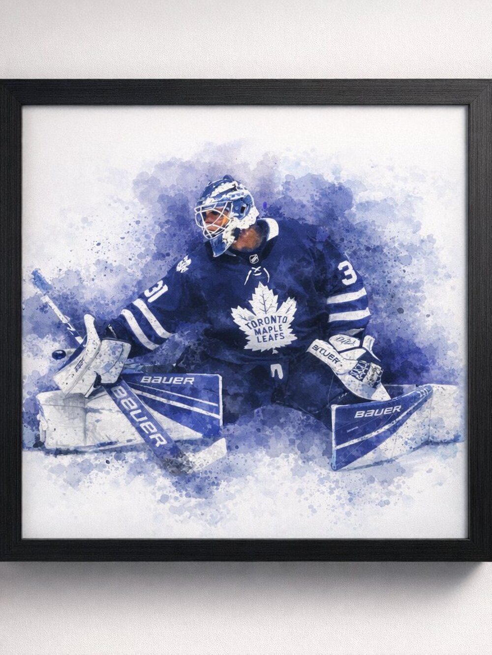 Toronto Maple Leafs Goalie #31 Watercolor Framed Art Print | Leafs Fan Gift